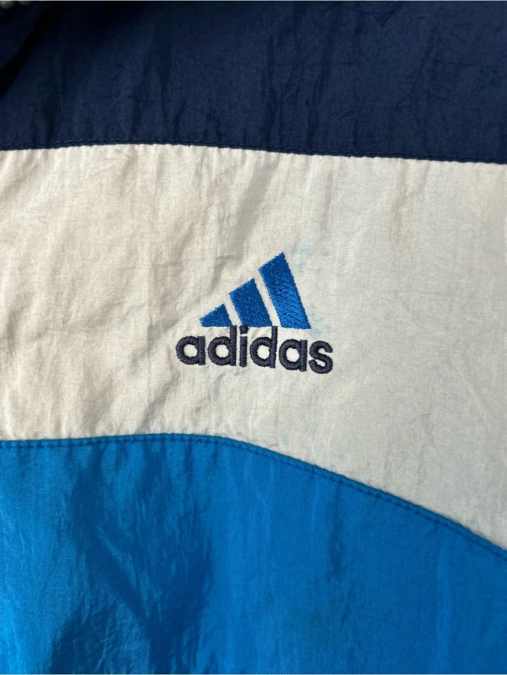 Vintage adidas Blue and White Windbreaker Jacket Size Large